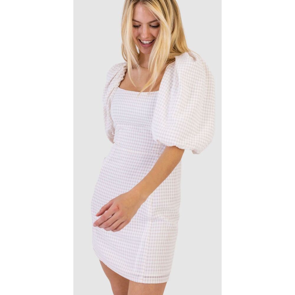 Koch Chloe Dress “Check Me Out” Pink White Gingham Mini Dress Size Medium